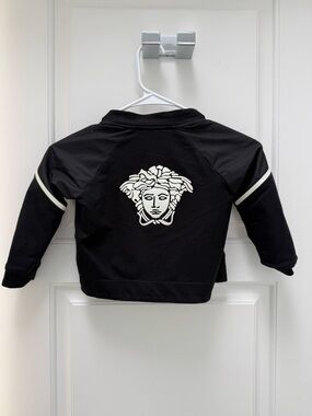 Versace Black Kids bomber Jacket with White Medusa Logo